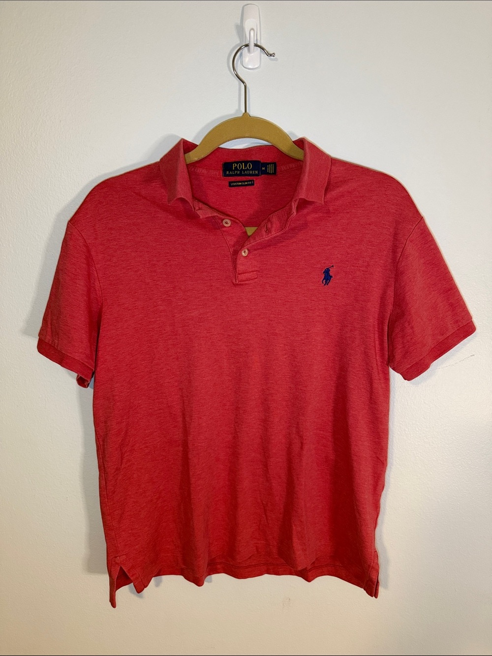 Polo by Ralph Lauren Men's Heather Red Polo Custom Slim Fit